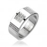 RING CHIC BLING BLING MAN TITANIUM POLISHED PAVED WITH RHINESTONES