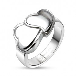 BAGUE DE FIANÇAILLE FEMME ACIER 2 COEURS LIÉS IDEAL SAINT VALENTIN