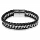 BRACELET GOURMETTE POUR HOMME EN VERITABLE CUIR ET FERMOIR ACIER 316L PROMO NEUF