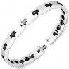 BRACELET GOURMETTE WOMAN MAN CERAMIC BLACK WHITE MAGNETIZED 18CM