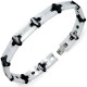 BRACELET GOURMETTE WOMAN MAN CERAMIC BLACK WHITE MAGNETIZED 19CM