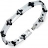 BRACELET GOURMETTE FEMME HOMME CÉRAMIQUE NOIR BLANCHE AIMANTÉ 19CM