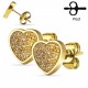 PAIRE BOUCLES D'OREILLES CHIC POUR FEMME ADO ACIER COEUR PAILLETÉ