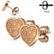 PAIRE BOUCLES D'OREILLES CHIC POUR FEMME ADO ACIER COEUR PAILLETÉ