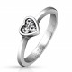 BAGUE FINE POUR FEMME ACIER COEUR TRIO DE CRISTAUX SAINT VALENTIN