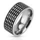 BAGUE POUR HOMME ACIER MASSIF PAS CHER ORIGINALE TRAITS NOIR M3062