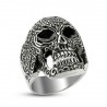 Bague pour homme acier massif tête de mort biker gothique