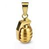 PENDENTIF HOMME PLAQUE OR 18 CARATS GRENADE ARME MILITAIRE ET 1 CHAINE