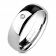 BAGUE ALLIANCE POUR HOMME OU FEMME ACIER EFFET MIROIR  COULEUR ARGENT ZIRCON CZ PAS CHER NEUVE 011