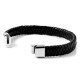 Bracelet homme double cordon cuir et fermoir acier inox crochet 21cm