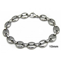 bracelet pour homme en maille grain de café acier ioxydable 20cm 10mm