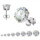 PAIRE BOUCLES D'OREILLES POUR HOMME ADO TIGE FERMOIR ACIER RONDE ZIRCON DIAMS SWAROVSKI BLANC 5mm NEUF