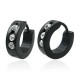 Pair of women's men's earrings ado steel black plated 3 zircons