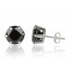 Pair of men's and women's ado earrings steel black round stone