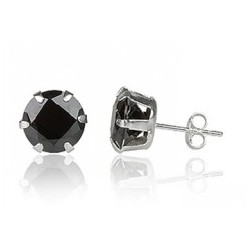 PAIRE BOUCLES D'OREILLES POUR HOMME ADO TIGE FERMOIR ACIER RONDE ZIRCON DIAMS SWAROVSKI BLANC 5mm NEUF