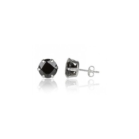 PAIRE BOUCLES D'OREILLES POUR HOMME ADO TIGE FERMOIR ACIER RONDE ZIRCON DIAMS SWAROVSKI BLANC 5mm NEUF