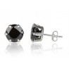 Paire boucles d'oreilles homme femme ado acier pierre noir ronde