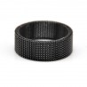 Bague anneau homme femme maille acier inoxydable noire style médiévale