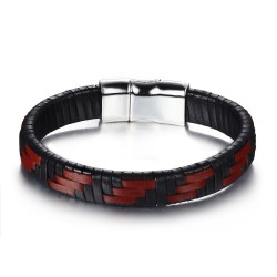 BRACELET GOURMETTE POUR HOMME EN VERITABLE CUIR ET FERMOIR ACIER 316L PROMO NEUF