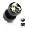 Pair of men's earrings ado black steel chip skull screw