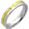 BAGUE DE FIANÇAILLE ANNEAU ALLIANCE MARIAGE HOMME FEMME ACIER PLAQUE OR ZIRCON