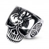 BAGUE HOMME ACIER MASSIF CRANE TETE DE MORT ARAIGNEE BIKER GOTHIQUE