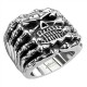 BAGUE POUR HOMME ACIER MASSIF TETE DE MORT SKULL MOTO BIKER GOTH GOTHIQUE NEUVE 8014