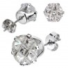 Paire boucle d'oreille homme femme acier 9 zircons relief ronde blanc
