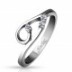 Bague anneau femme acier et pierre zircon blanche forme boucle sexy