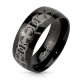 BAGUE ANNEAU POUR HOMME ACIER MASSIF NOIR CROIX ENCHAÎNÉE NEUVE M3898