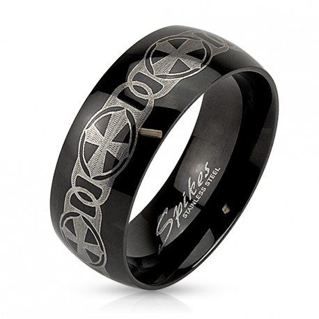 BAGUE BIJOU HOMME ADO ANNEAU ACIER NEUVE BIBLE PRIERE NOTRE PERE