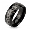 Men's ring steel black plated cross gothic chained chain