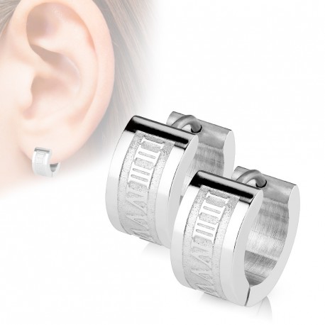 PAIRE BOUCLES D'OREILLES POUR HOMME ADO TIGE FERMOIR ACIER RONDE ZIRCON DIAMS SWAROVSKI BLANC 5mm NEUF