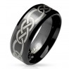 Bague anneau pour homme en acier inoxydable toute noir tresse tribal