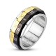 Bague anneau homme femme acier noir or tournante spin chiffres romains