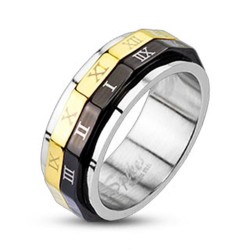 Men's ring women's ring steel black plated rotating anti stress spin