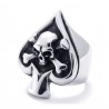 Bague chevalière homme acier coeur as pique poker crane tête de mort