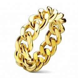 Bague anneau femme plaqué or forme de chaine maille cubaine originale