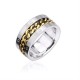 BAGUE POUR HOMME EN ACIER VIS MAILLON CHAINE DORE OR STYLE JULES CESAR