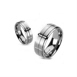 BAGUE DE FIANÇAILLE ANNEAU FEMME HOMME MIXTE COUPLE TITANE BROSSÉ