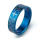 BAGUE HOMME FEMME ACIER ANNEAU BIBLE PRIERE NOTRE PERE PLAQUE BLEU