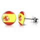 Pair of steel and acrylic earrings for men Spanish flag