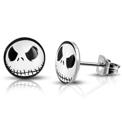 Paire de boucles d'oreilles homme acier et acrylique mister Jack 10mm