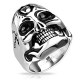 BAGUE CHEVALIERE HOMME ACIER CRANE DE TETE DE MORT FRANKENSTEIN