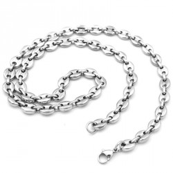 Chaine collier pour homme acier inoxydable maille grain de café 6mm