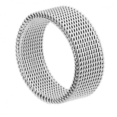 Bague anneau de fiançailles homme femme maille acier inoxydable style médiévale