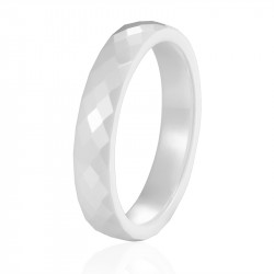 Bague anneau alliance de mariage femme pur céramique bleue facettes