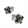 Pair of steel and black stone eagle claw earrings for men