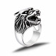 Bague chevalière homme acier tête de loup wolf game of thrones stark