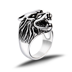 Bague pour homme acier inoxydable croix celte de malte tête de lion